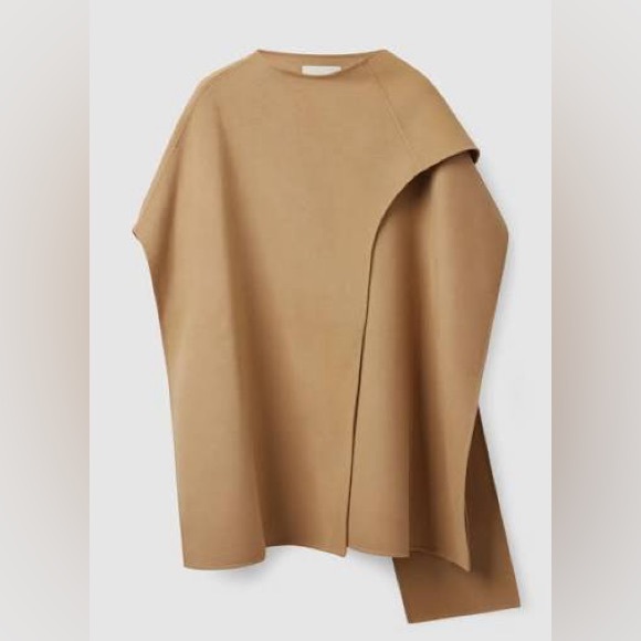 NWT COS Tan Wool Cape One size - Picture 2 of 6